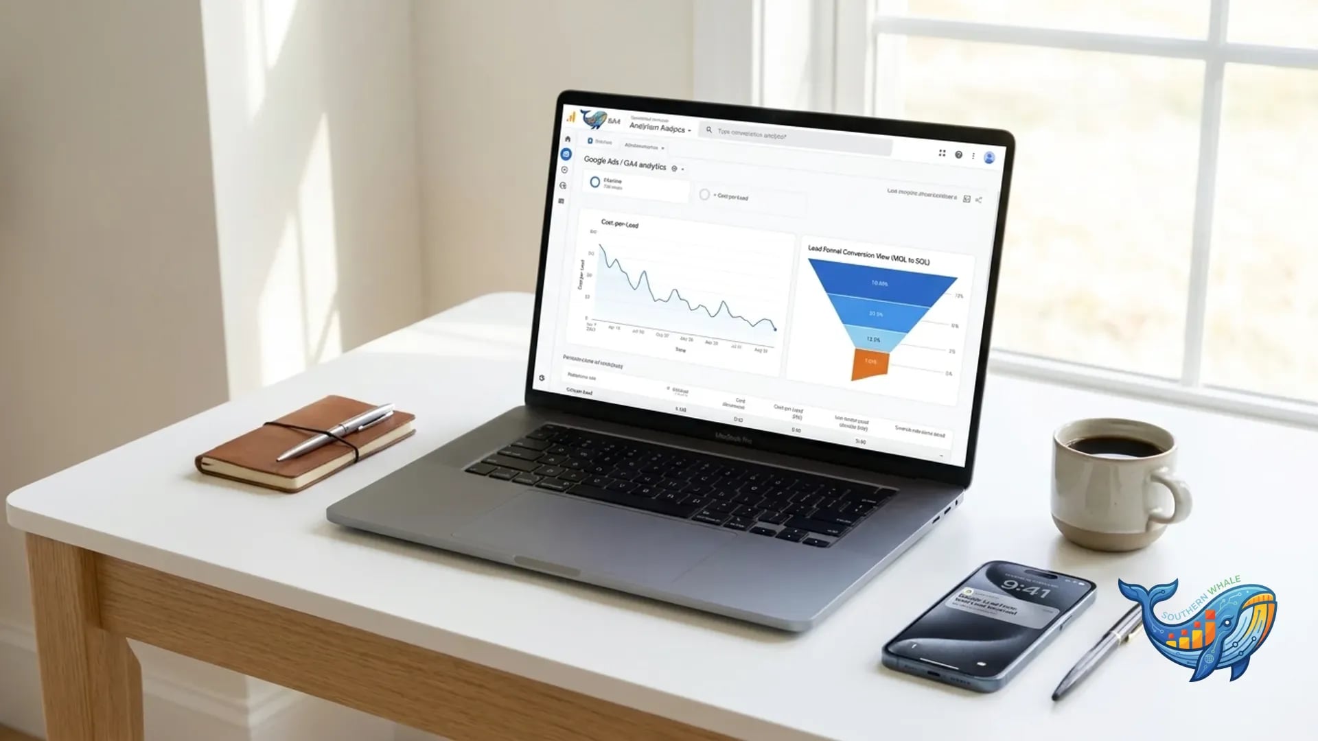 CPL Dashboard แสดง Cost per Lead trend และ MQL/SQL conversion funnel