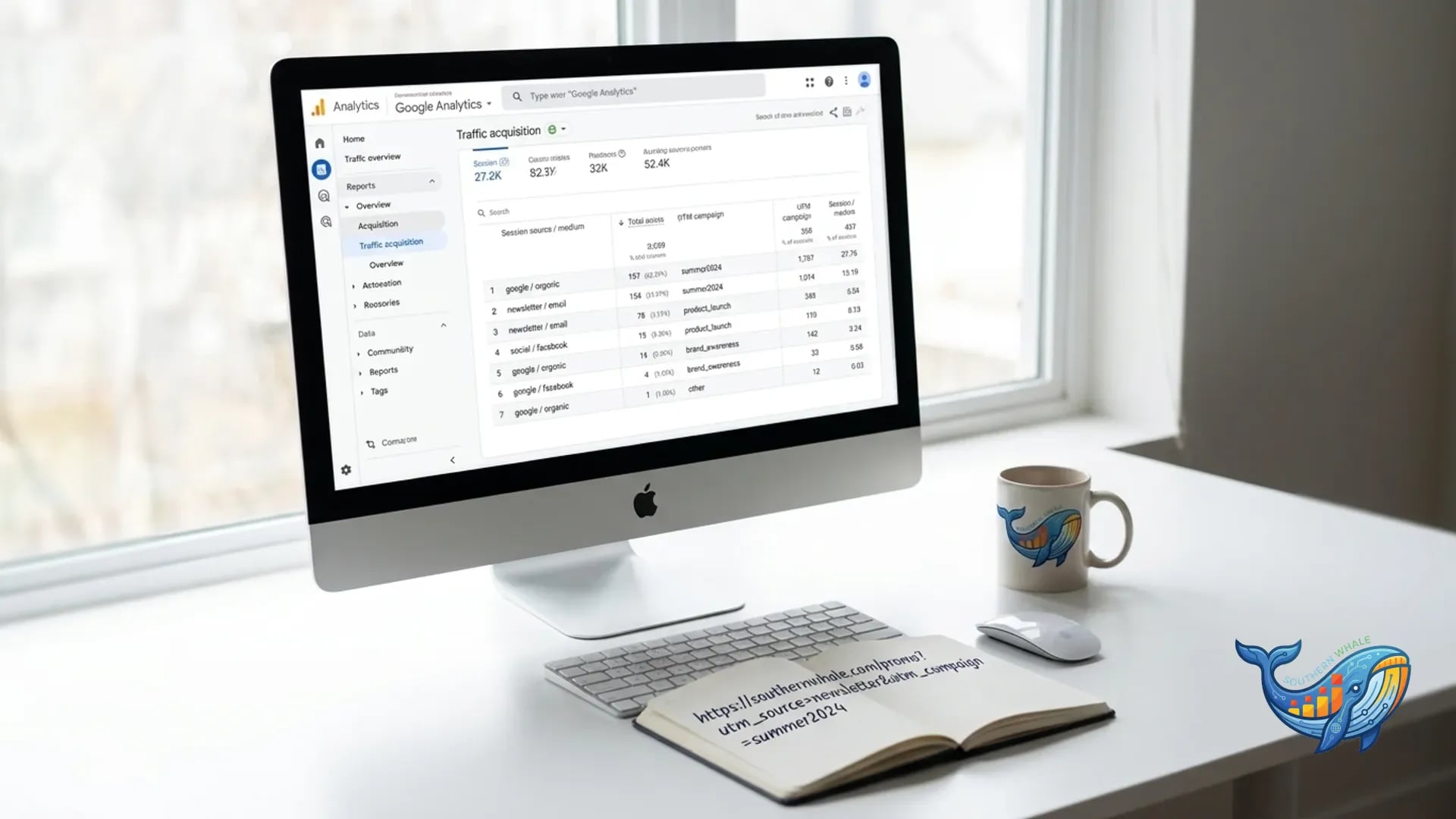 UTM Parameters dashboard แสดง campaign tracking ใน GA4