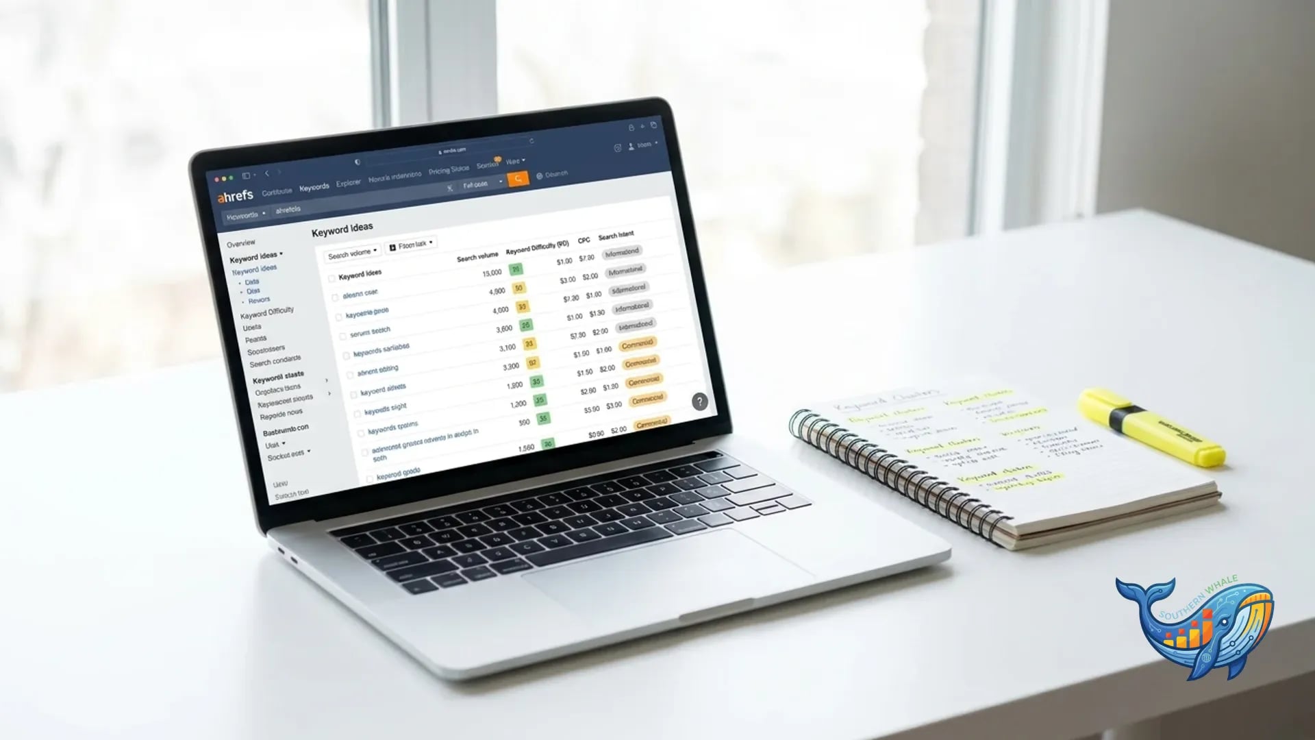 Keyword Research Dashboard แสดงประเภท keyword และ search intent ปี 2026